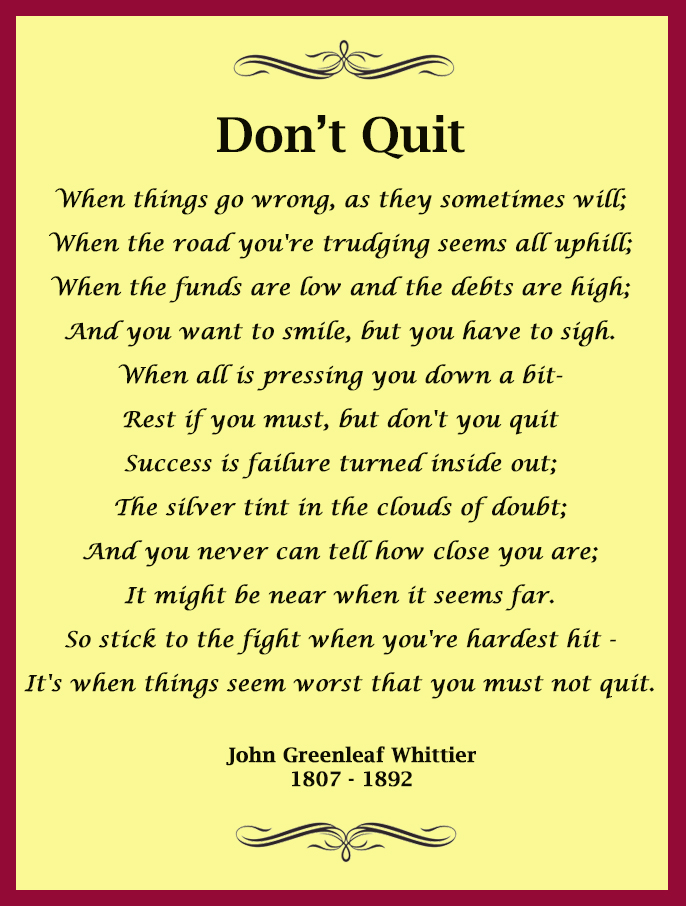 Don T Quit Poem Printable